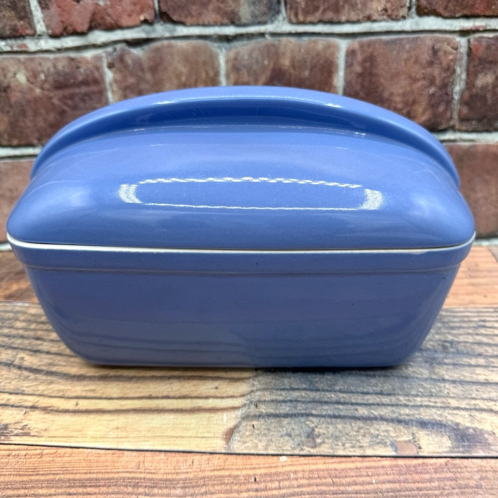 Hall Blue Refrigerator Dish w/Lid Westinghouse 5074 USA Vintage Art Deco- READ